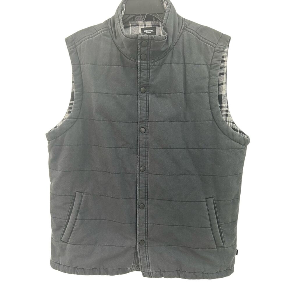 NWOT Union Denim Men's Black Quilted Cameron Plaid Vest